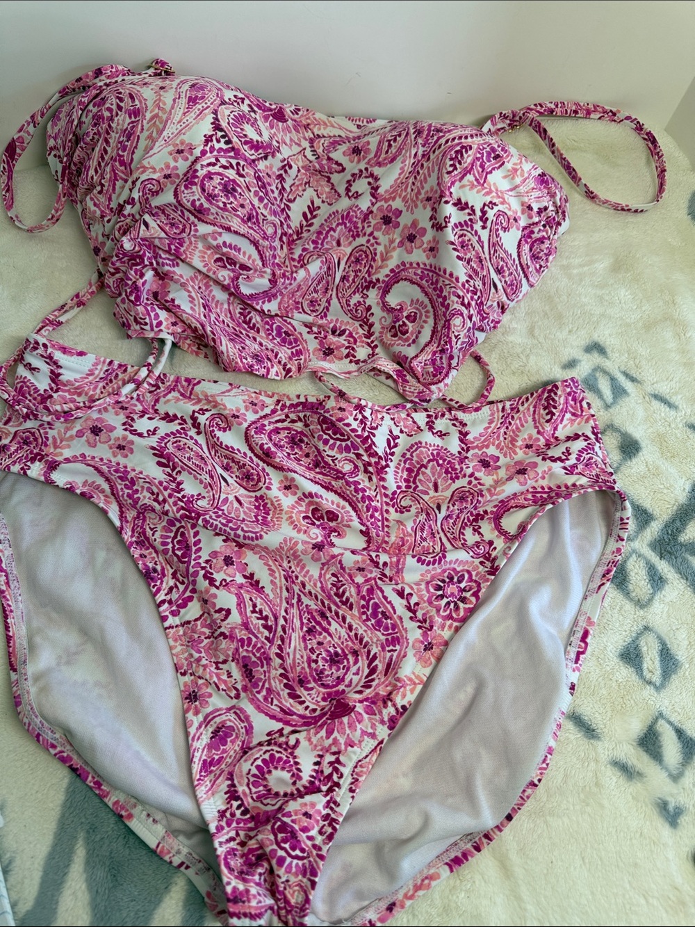 Pink Paisley Bikini Set Top 2X  and Bottom Lg